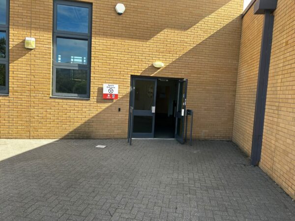 entrance to the sports hall at judgemeadow college